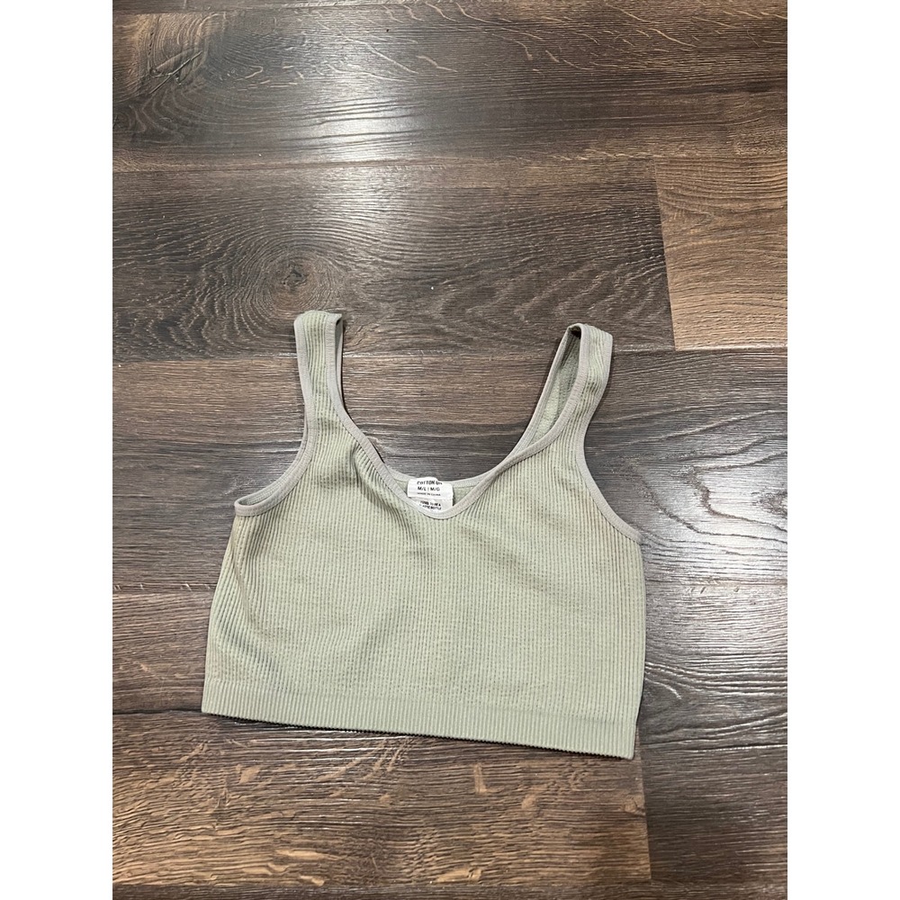 Cotton On Body Sage Green Seamless Ribbed Bralette Crop Top M/L 2052731-BYCN